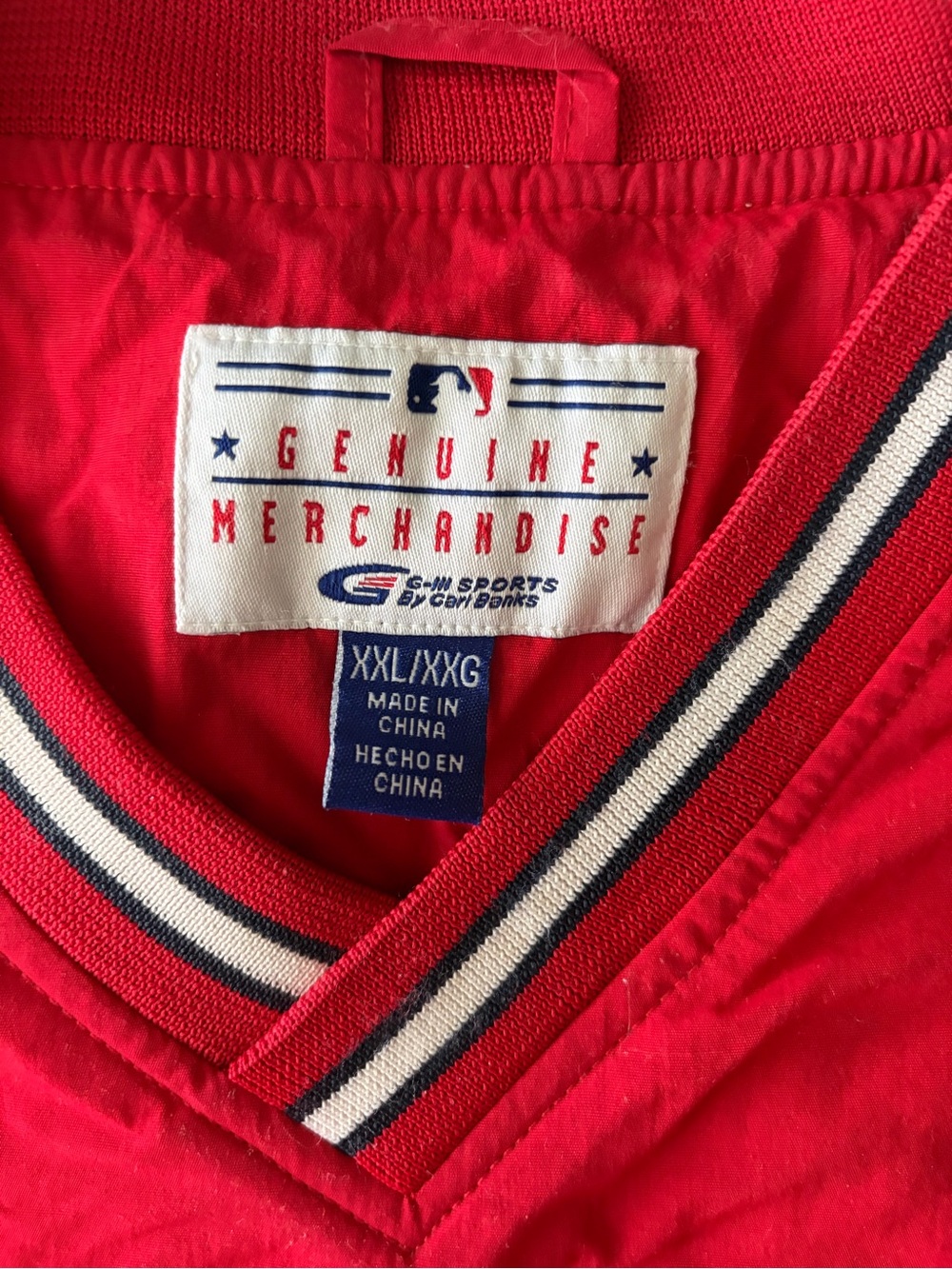 MLB Red Baseball Jacket with Navy & White Trim